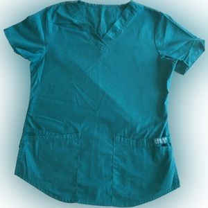 Cherokee Workwear Teal Women’s Scrub Top Size Small